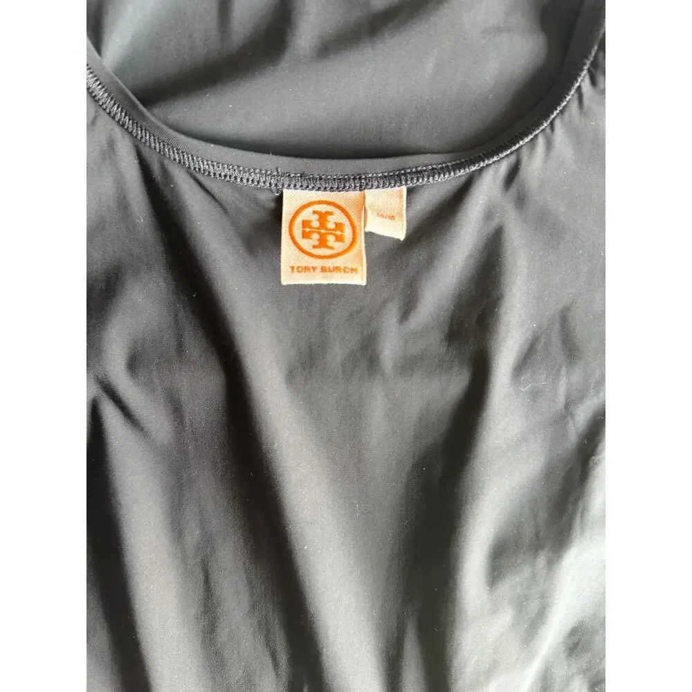 Tory Burch Logo Colorblock One Piece Swimsuit Black White Medium